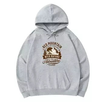 300 GSM Men s Cotton Hoodies Red Mountain Adventure Camp Wild Nature Print Premium Cotton Sweatshirt XS армия зеленый
