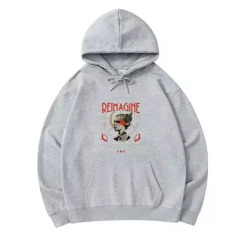 300 GSM Men s Cotton Hoodies Reimagine Print Premium Cotton Sweatshirt XS армия зеленый