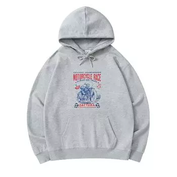 300 GSM Men s Cotton Hoodies Retro Motorcycle Race Dirt Track Print Premium Cotton Sweatshirt XS армия зеленый