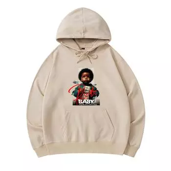 300 GSM Men s Cotton Hoodies Rich Baby Print Premium Cotton Sweatshirt XS армия зеленый