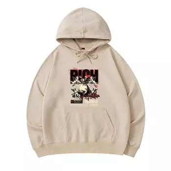 300 GSM Men s Cotton Hoodies Rich Hustler Print Premium Cotton Sweatshirt XS армия зеленый