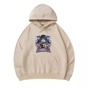 300 GSM Men s Cotton Hoodies Sadness Glitch Print Premium Cotton Sweatshirt XS армия зеленый