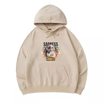 300 GSM Men s Cotton Hoodies Sadness Future Print Premium Cotton Sweatshirt XS армия зеленый