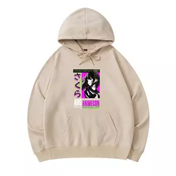 300 GSM Men s Cotton Hoodies Sakura Anime Print Premium Cotton Sweatshirt XS армия зеленый