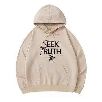 300 GSM Men s Cotton Hoodies Seek Truth Minimalist Typography Print Premium Cotton Sweatshirt XS армия зеленый