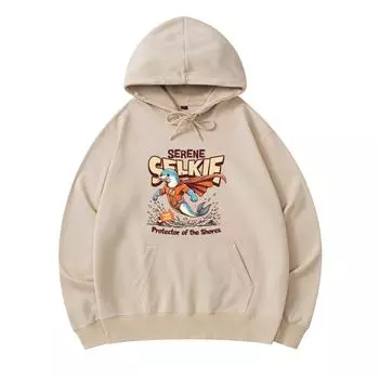 300 GSM Men s Cotton Hoodies Serene Selkie Print Premium Cotton Sweatshirt XS армия зеленый