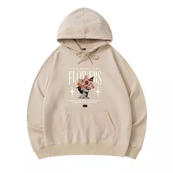 300 GSM Men s Cotton Hoodies She Wear Flowers Print Premium Cotton Sweatshirt XS армия зеленый