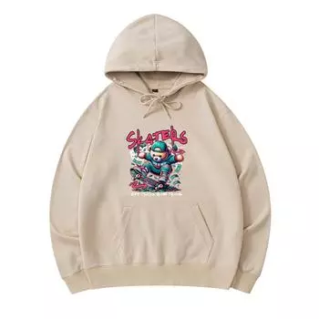 300 GSM Men s Cotton Hoodies Skaters Print Premium Cotton Sweatshirt XS армия зеленый