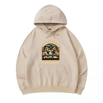 300 GSM Men s Cotton Hoodies Skeletal Strike Print Premium Cotton Sweatshirt XS армия зеленый