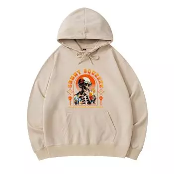 300 GSM Men s Cotton Hoodies Skeleton sunny squeeze Print Premium Cotton Sweatshirt XS армия зеленый