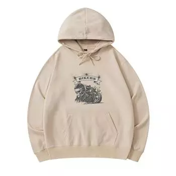 300 GSM Men s Cotton Hoodies Skull Bikers Print Premium Cotton Sweatshirt XS армия зеленый