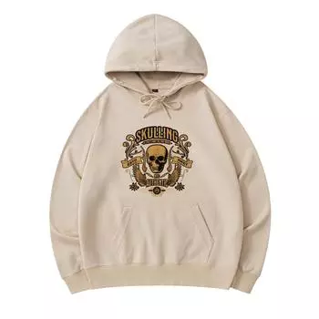 300 GSM Men s Cotton Hoodies Skulling Print Premium Cotton Sweatshirt XS армия зеленый