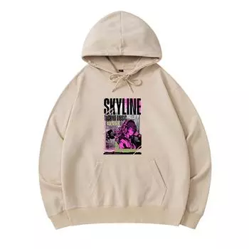 300 GSM Men s Cotton Hoodies Skyline Print Premium Cotton Sweatshirt XS армия зеленый