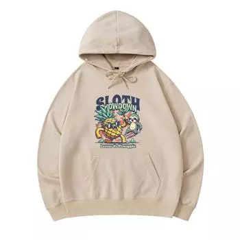 300 GSM Men s Cotton Hoodies Sloth Showdown Print Premium Cotton Sweatshirt XS армия зеленый