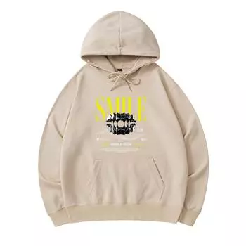 300 GSM Men s Cotton Hoodies Smile Print Premium Cotton Sweatshirt XS армия зеленый