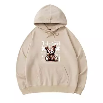 300 GSM Men s Cotton Hoodies Social Introvert Print Premium Cotton Sweatshirt XS армия зеленый