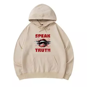 300 GSM Men s Cotton Hoodies Speak Truth Print Premium Cotton Sweatshirt XS армия зеленый