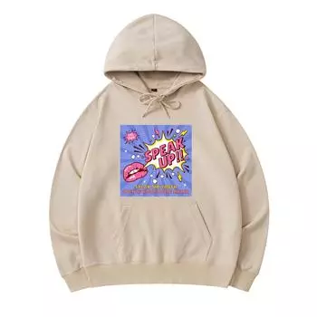 300 GSM Men s Cotton Hoodies Speak Up Print Premium Cotton Sweatshirt XS армия зеленый