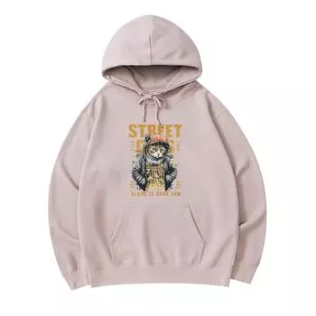 300 GSM Men s Cotton Hoodies Street Cats Alone is More Fun Print Premium Cotton Sweatshirt XS армия зеленый