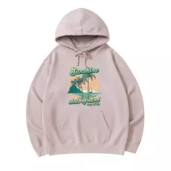 300 GSM Men s Cotton Hoodies Sunshine State of Mind Vintage Beach Print Premium Cotton Sweatshirt XS армия зеленый