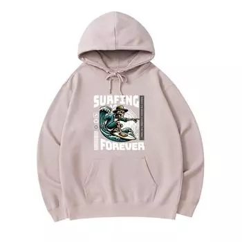 300 GSM Men s Cotton Hoodies Surfing forever Print Premium Cotton Sweatshirt XS армия зеленый