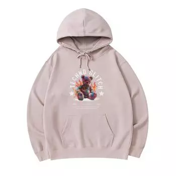 300 GSM Men s Cotton Hoodies Techno Bear Print Premium Cotton Sweatshirt XS армия зеленый