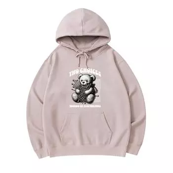 300 GSM Men s Cotton Hoodies Teddy bear holding many needles Print Premium Cotton Sweatshirt XS армия зеленый