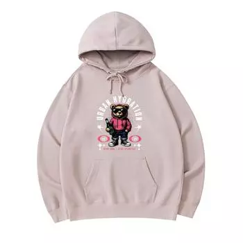 300 GSM Men s Cotton Hoodies Teddy bear character Print Premium Cotton Sweatshirt XS армия зеленый