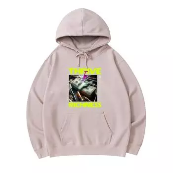 300 GSM Men s Cotton Hoodies Thrive In Richness Print Premium Cotton Sweatshirt XS армия зеленый