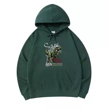 300 GSM Men s Cotton Hoodies Tyranossaurus Rex Print Premium Cotton Sweatshirt XS армия зеленый