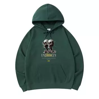 300 GSM Men s Cotton Hoodies Unbroken Glitch Print Premium Cotton Sweatshirt XS армия зеленый