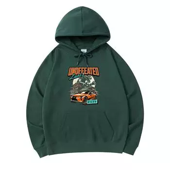 300 GSM Men s Cotton Hoodies Undefeated Lane Print Premium Cotton Sweatshirt XS армия зеленый