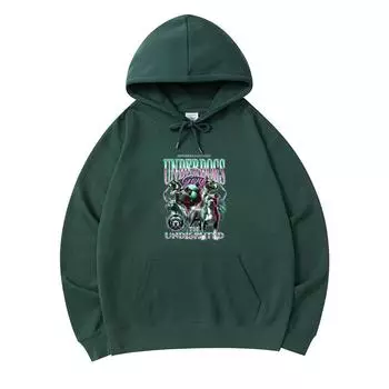 300 GSM Men s Cotton Hoodies Underdogs Gang Print Premium Cotton Sweatshirt XS армия зеленый