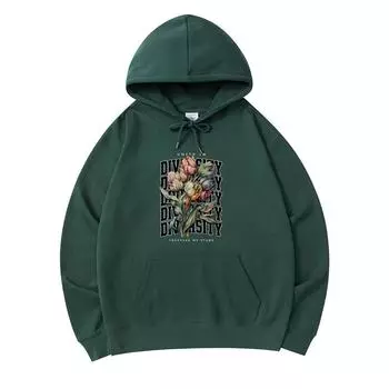 300 GSM Men s Cotton Hoodies Unity in Diversity Print Premium Cotton Sweatshirt XS армия зеленый