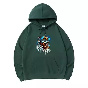 300 GSM Men s Cotton Hoodies Urban Beats Print Premium Cotton Sweatshirt XS армия зеленый