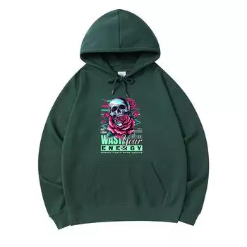 300 GSM Men s Cotton Hoodies Waste Your Energy Print Premium Cotton Sweatshirt XS армия зеленый