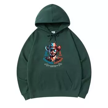 300 GSM Men s Cotton Hoodies Western Cowboy Print Premium Cotton Sweatshirt XS армия зеленый