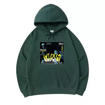 300 GSM Men s Cotton Hoodies Wicked Silence Print Premium Cotton Sweatshirt XS армия зеленый