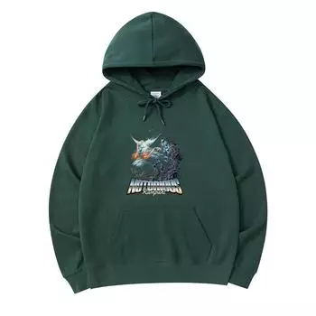 300 GSM Men s Cotton Hoodies Wolf Graphic Print Premium Cotton Sweatshirt XS армия зеленый