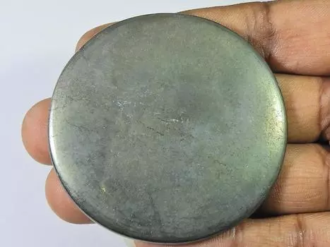 300 карат AAA Appache золотой пирит круглый кристалл кабошон россыпью драгоценный камень 58X58MM SK-2412