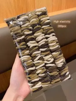 300 кофейных корейских аксессуаров для волос с бесшовными резинками, подходящих для ежедневного использования