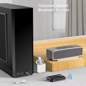 300 мА аккумулятор передатчик приемник светодиодный Bluetooth 5.0 адаптер поддержка TF карта FM беспроводной аудио для автомобильных музыкальных наушников динамик чёрный