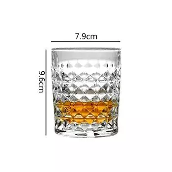 300 мл/330 мл Стеклянная чашка с ромбовидным рельефом Изысканные бокалы для виски Коктейльные бокалы для бренди Премиальные стаканы для питья Стаканы для сока и напитков 1pcs