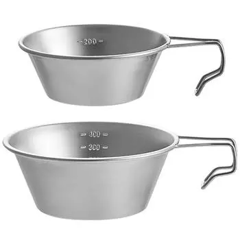 300 мл/500 мл кружка для воды для кемпинга, портативная чашка, миска L с ручкой, устойчивая к коррозии посуда, оборудование для приготовления пищи для пешего туризма, пикника 300ML