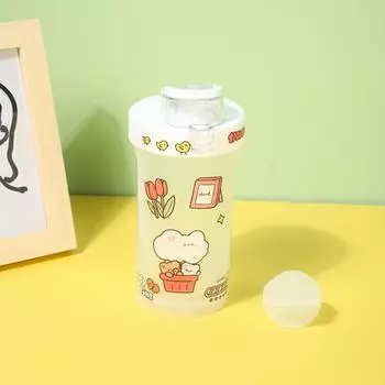 300 мл бутылка-шейкер с мультяшной наклейкой, хорошее уплотнение, широкое горлышко, большая емкость, пищевой пластик, пластиковый протеиновый порошок, шейкер, чашка для тренажерного зала 300ML белый