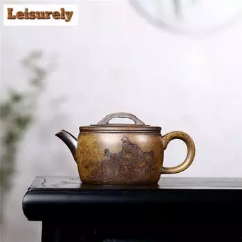 300 мл чайники из фиолетовой глины Исин, ручной работы, большого калибра, горшок из сырой руды, гипертермический раздел, грязевой чайник с фильтром, чайный сервиз Zisha, подарок