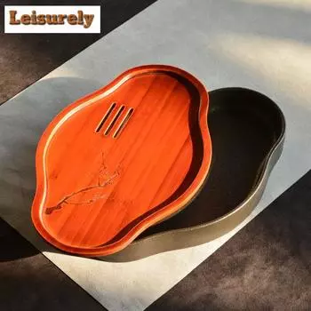 300 мл черный керамический бамбуковый поднос для чая японский столик для хранения воды для сухого заваривания маленькая чайная доска кунг-фу аксессуары для чайного сервиза