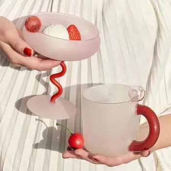 300 мл цветные стеклянные чашки термостойкая стеклянная кружка ручной работы простая волнистая ручка чашка для кофе молока чай стакан для горячей воды посуда для напитков 300-350ml