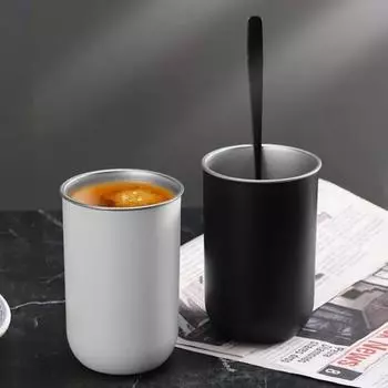 300 мл двухслойная термокружка для эспрессо с крышкой, внутренняя термокружка из нержавеющей стали, герметичная, портативная, для путешествий на открытом воздухе 300ML