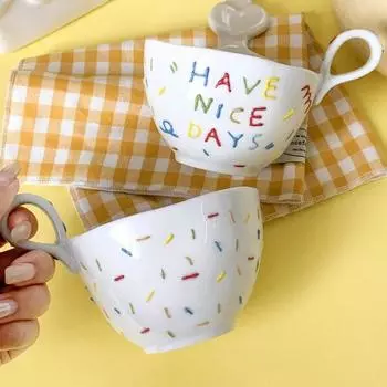 300 мл керамическая кофейная чашка рельефная сахарная игла кружка с днем рождения желаю вам приятных дней питьевая вода чашка для пары завтрак молоко чашка 301-400ml